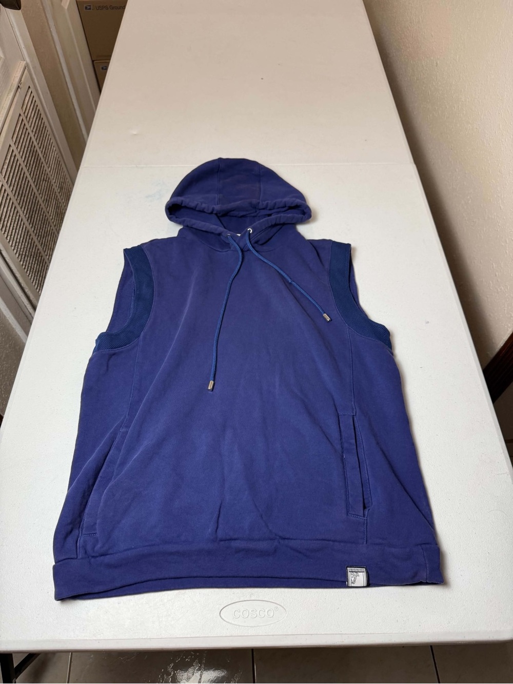 Versace blue sleeveless pullover hoodie Sz m